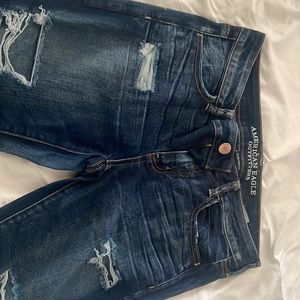 American Eagle distressed super low rise jeggings